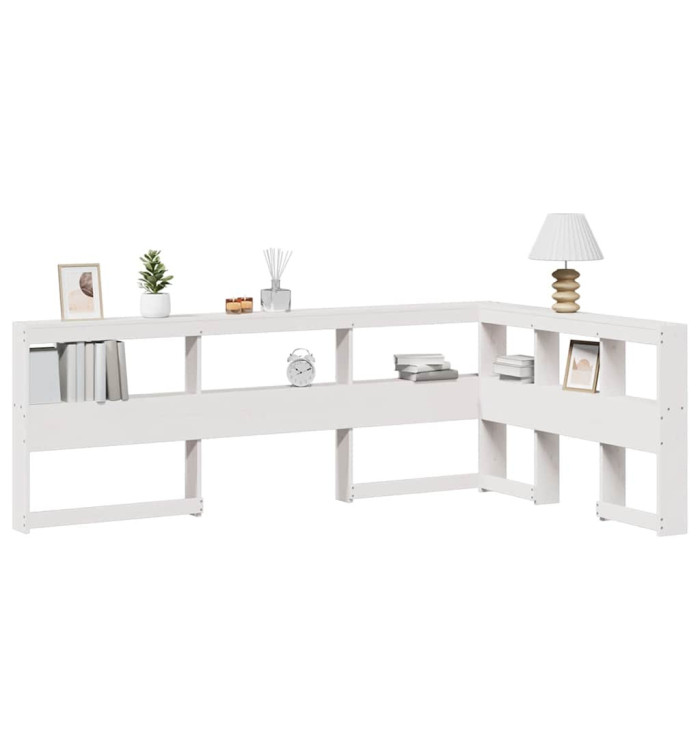 Tête de lit de bibliothèque en forme de L bois massif de pin | Mobilier & Déco