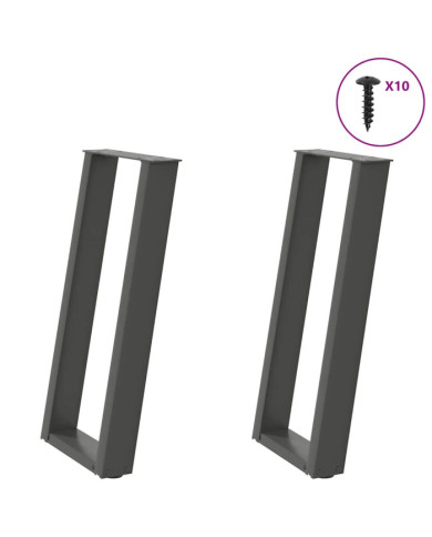 Pieds de table console en U, 2 pièces, anthracite, 28 x (72-73) cm, acier | Mobilier & Déco