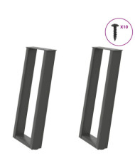 Pieds de table console en U, 2 pièces, anthracite, 28 x (72-73) cm, acier | Mobilier & Déco