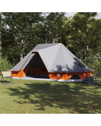 Tente familiale Tipi - Gris et Orange, 10 personnes, Étanche | Mobilier & Déco