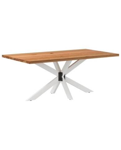 Table à manger marron clair bois de chêne massif rectangulaire | Mobilier & Déco