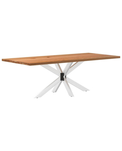 Table à manger marron clair bois de chêne massif rectangulaire | Mobilier & Déco