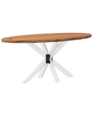 Table à manger marron clair bois de chêne massif ovale | Mobilier & Déco