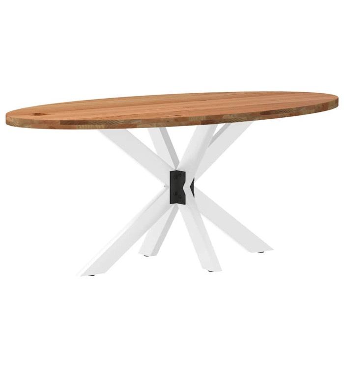 Table à manger marron clair bois de chêne massif ovale | Mobilier & Déco