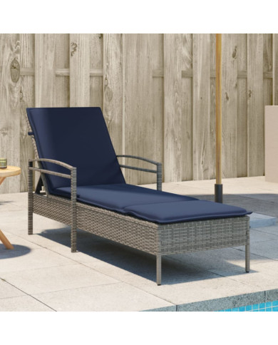 Chaise longue avec coussin Gris 63 x 200 x 81 cm Résine tressée (États-Unis uniquement) | Mobilier & Déco
