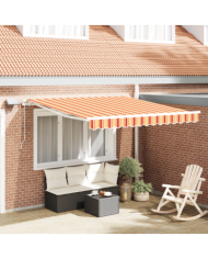 Auvent rétractable manuel avec LED en jaune et orange 350x250 cm | Mobilier & Déco