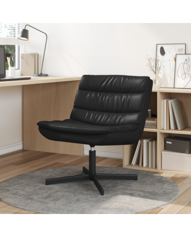 Chaise Pivotante Noire Cuir Synthétique avec Base en Métal Moyenne | Mobilier & Déco