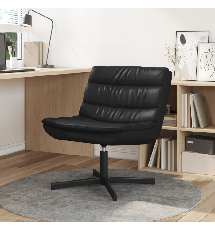 Chaise Pivotante Noire Cuir Synthétique avec Base en Métal Moyenne | Mobilier & Déco