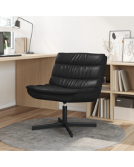 Chaise Pivotante Noire Cuir Synthétique avec Base en Métal Moyenne | Mobilier & Déco