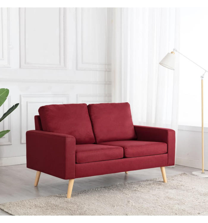 Canapé à 2 places Rouge bordeaux Tissu | Mobilier & Déco