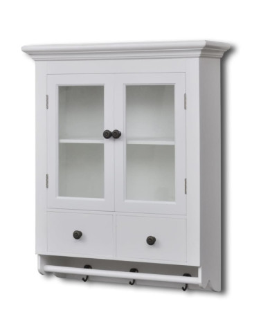 Placard mural de cuisine avec porte en verre Bois blanc | Mobilier & Déco