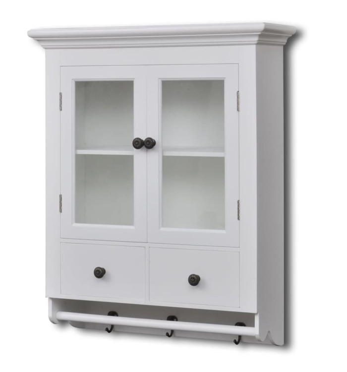 Placard mural de cuisine avec porte en verre Bois blanc | Mobilier & Déco