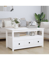 Table basse Blanc 102x49x55 cm Bois massif de pin | Mobilier & Déco