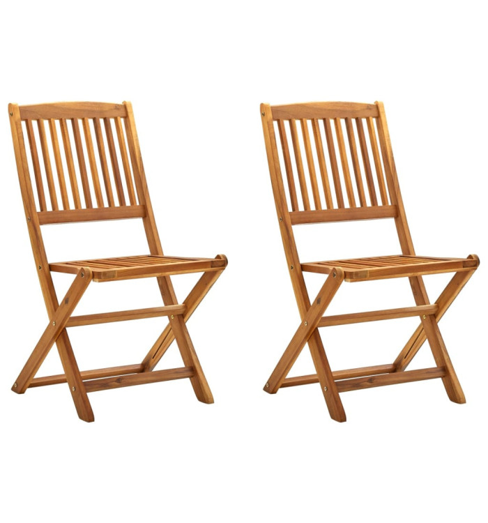 Chaises pliables d'extérieur lot de 2 Bois d'acacia solide | Mobilier & Déco