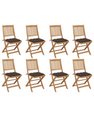 Chaises pliables d'extérieur et coussins lot de 8 Bois d'acacia | Mobilier & Déco