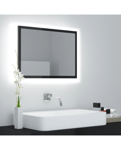 Miroir LED de salle de bain Gris brillant 60x8,5x37cm Acrylique | Mobilier & Déco