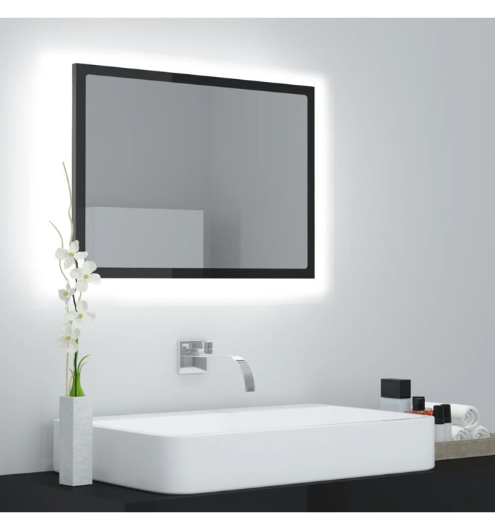 Miroir LED de salle de bain Gris brillant 60x8,5x37cm Acrylique | Mobilier & Déco