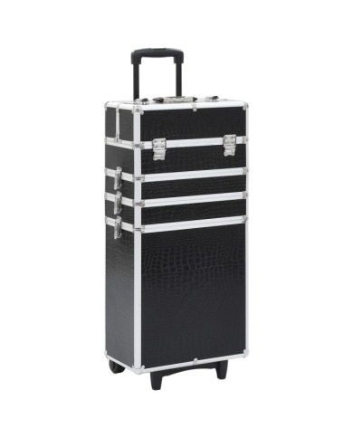 Chariot de maquillage Aluminium Noir avec motif de crocodile | Mobilier & Déco