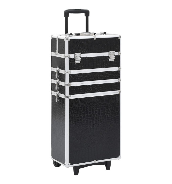Chariot de maquillage Aluminium Noir avec motif de crocodile | Mobilier & Déco