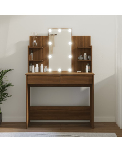 Coiffeuse avec LED Chêne marron 96x40x142 cm | Mobilier & Déco