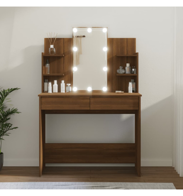 Coiffeuse avec LED Chêne marron 96x40x142 cm | Mobilier & Déco
