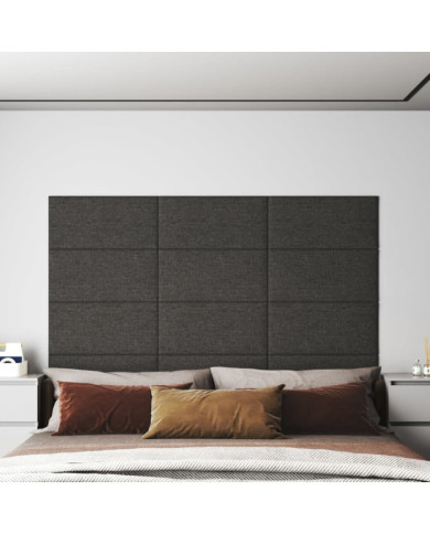 Panneaux muraux 12 pcs Gris foncé 60x30 cm Tissu 2,16 m² | Mobilier & Déco