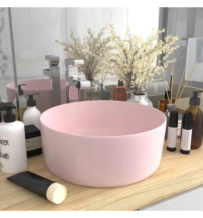 Lavabo rond de luxe Rose mat 40x15 cm Céramique | Mobilier & Déco