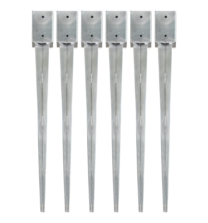 Piquets au sol 6 pcs Argenté 9x9x90 cm Acier galvanisé | Mobilier & Déco