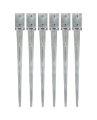 Piquets au sol 6 pcs Argenté 9x9x90 cm Acier galvanisé | Mobilier & Déco