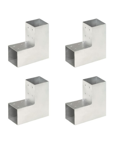 Connecteurs de poteau 4 pcs Forme en L Métal galvanisé 81x81 mm | Mobilier & Déco