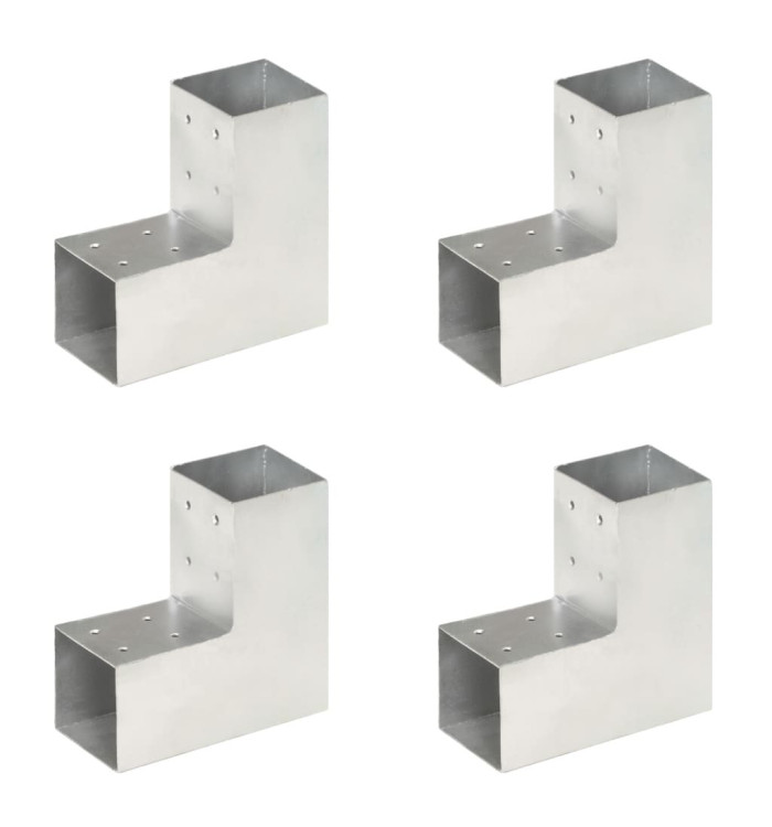 Connecteurs de poteau 4 pcs Forme en L Métal galvanisé 81x81 mm | Mobilier & Déco