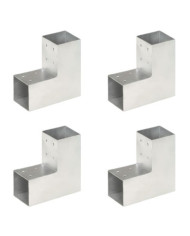Connecteurs de poteau 4 pcs Forme en L Métal galvanisé 81x81 mm | Mobilier & Déco