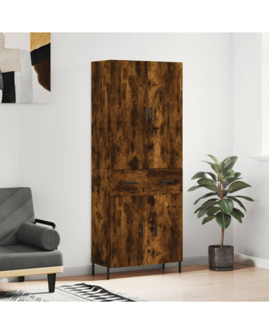 Buffet haut Chêne fumé 69,5x34x180 cm Bois d'ingénierie | Mobilier & Déco
