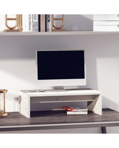 Support de moniteur Blanc 50x27x15 cm Bois de pin solide | Mobilier & Déco