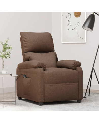 Fauteuil inclinable électrique Marron Tissu | Mobilier & Déco