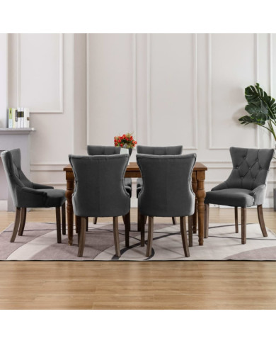 Chaises à manger lot de 6 gris tissu | Mobilier & Déco