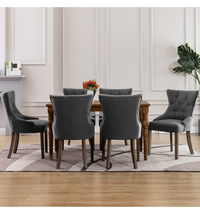 Chaises à manger lot de 6 gris tissu | Mobilier & Déco