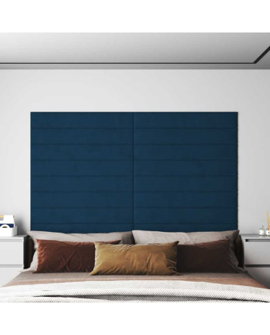 Panneaux muraux 12 pcs Bleu 90x15 cm Velours 1,62 m² | Mobilier & Déco