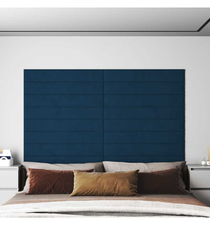 Panneaux muraux 12 pcs Bleu 90x15 cm Velours 1,62 m² | Mobilier & Déco