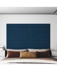 Panneaux muraux 12 pcs Bleu 90x15 cm Velours 1,62 m² | Mobilier & Déco