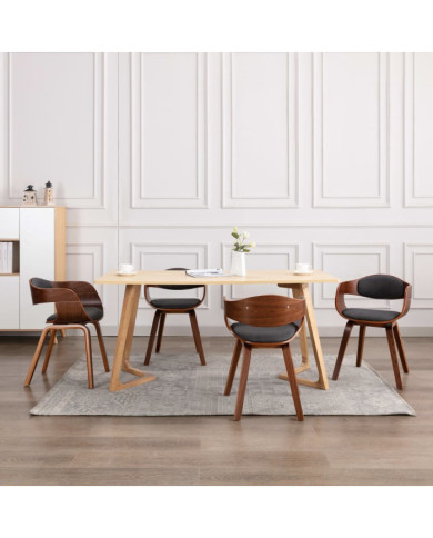 Chaises à manger lot de 6 bois courbé et tissu gris | Mobilier & Déco
