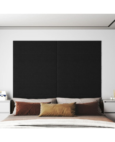 Panneaux muraux 12 pcs Noir 90x30 cm Tissu 3,24 m² | Mobilier & Déco