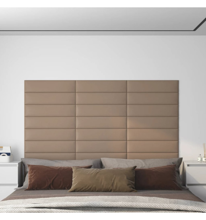 Panneaux muraux 12 pcs Cappuccino 60x15 cm Similicuir 1,08 m² | Mobilier & Déco