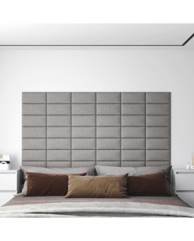 Panneaux muraux 12 pcs Gris clair 30x15 cm Tissu 0,54 m² | Mobilier & Déco