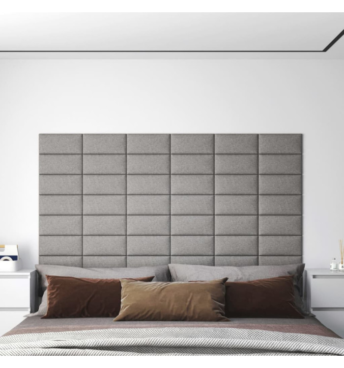Panneaux muraux 12 pcs Gris clair 30x15 cm Tissu 0,54 m² | Mobilier & Déco