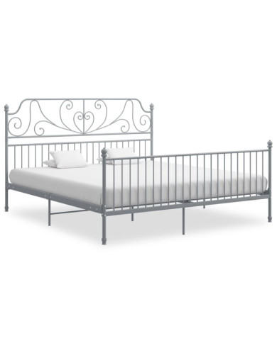 Cadre de lit sans matelas gris métal 200x200 cm | Mobilier & Déco