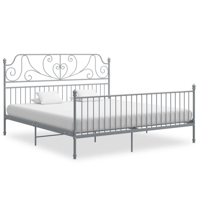 Cadre de lit sans matelas gris métal 200x200 cm | Mobilier & Déco