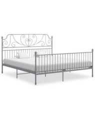 Cadre de lit sans matelas gris métal 200x200 cm | Mobilier & Déco