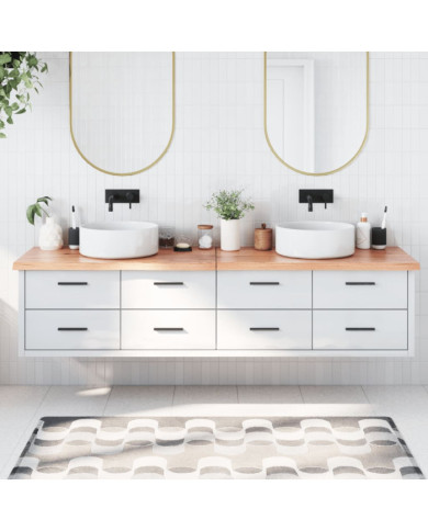 Comptoir de salle de bain marron 200x50x(2-4) cm bois traité | Mobilier & Déco
