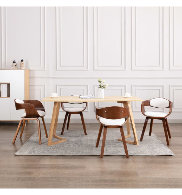 Chaises à manger lot de 4 bois courbé et similicuir | Mobilier & Déco